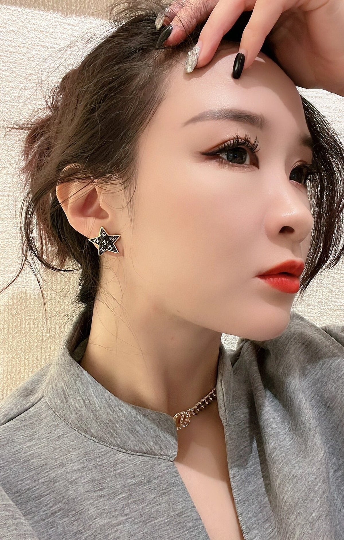 18K CC Star Earrings