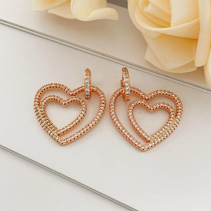18K T Heart Diamond Earrings