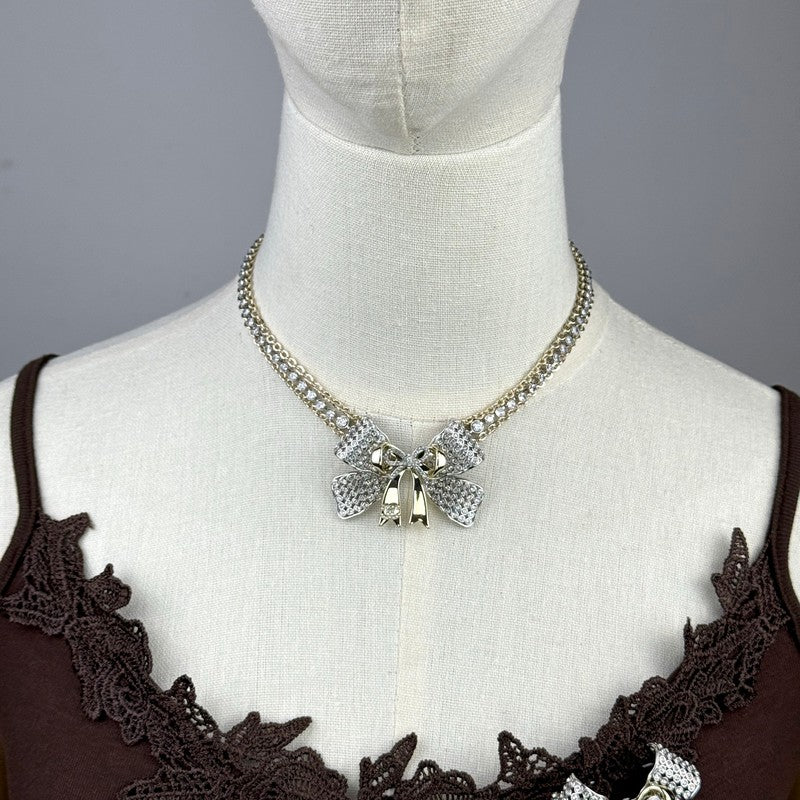 18K CC 25K Bow Tie Choker Necklace