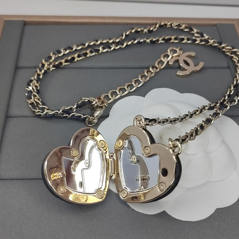 18K CC Black Heart Gold Necklace