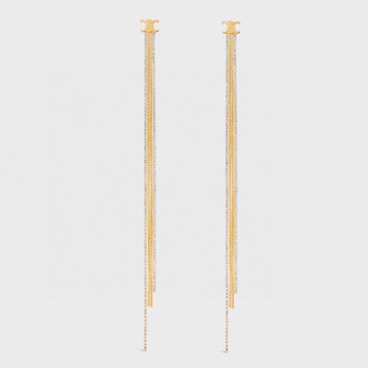 18K Triomphe Diamonds Long Earrings