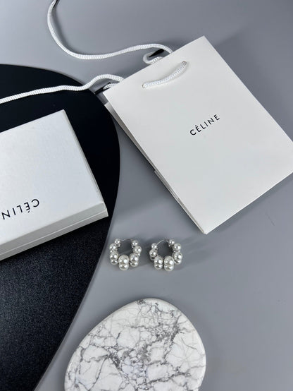 18K Triomphe Two-Rows Pearl Earrings