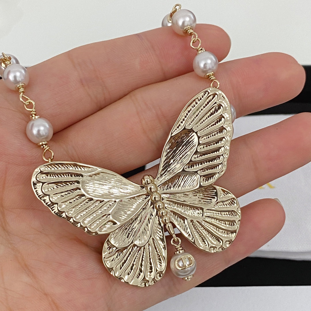 18K CD Butterfly Pearls Bracelet