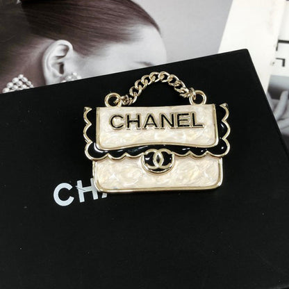 18K CC White Bag Brooch