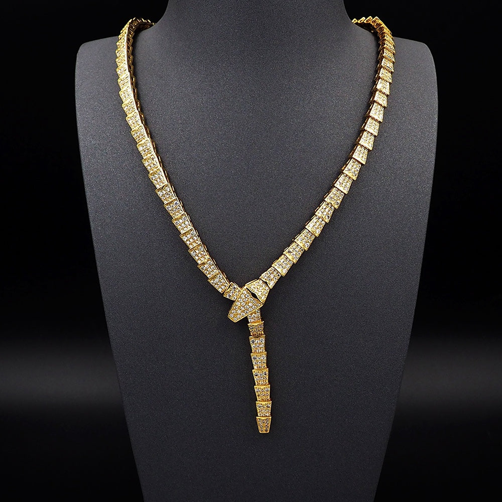 18K BV Serpenti Viper Full Pave Diamonds Necklace