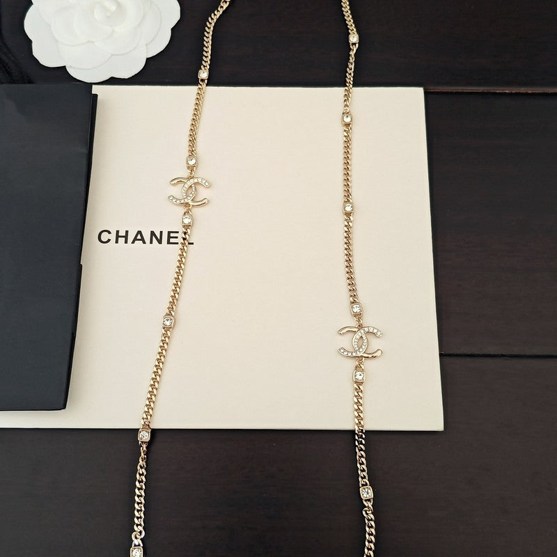 18K CC Crystal Long Necklace