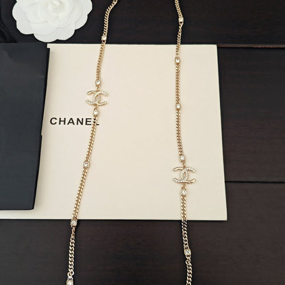 18K CC Crystal Long Necklace