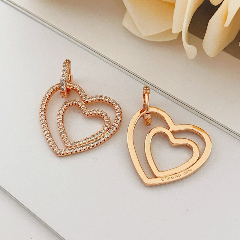 18K T Heart Diamond Earrings