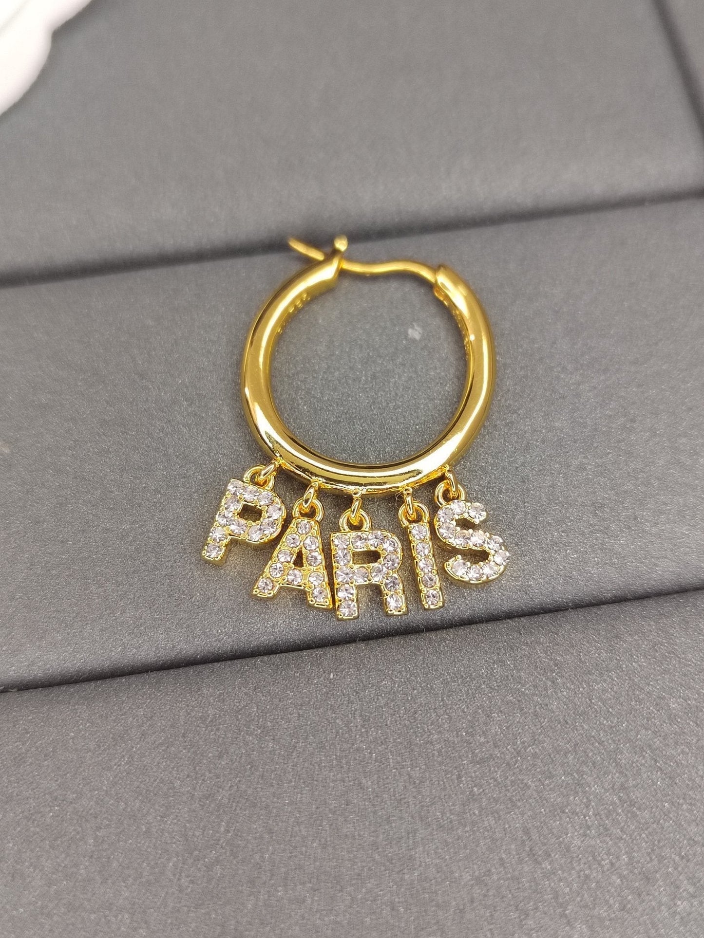 18K Triomphe Script Diamonds Earrings