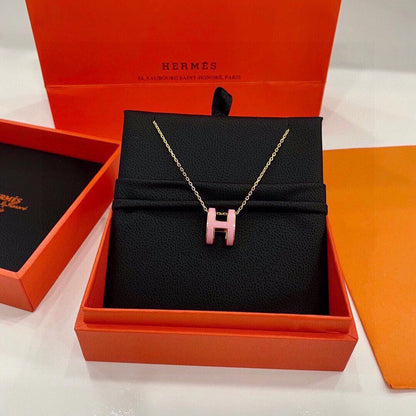 18K Mini Pop H Pink Necklace