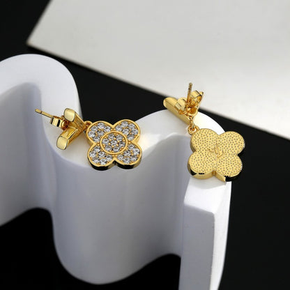 18K Louis Diamond Flower Earrings