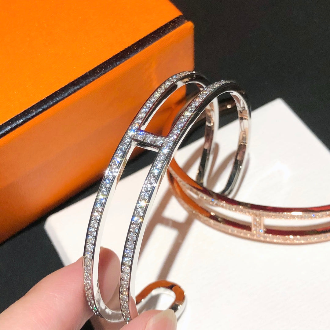 18K Ever Chain D?¡¥ancre Cuff Diamond H Bracelet