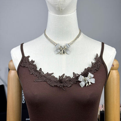 18K CC 25K Bow Tie Choker Necklace