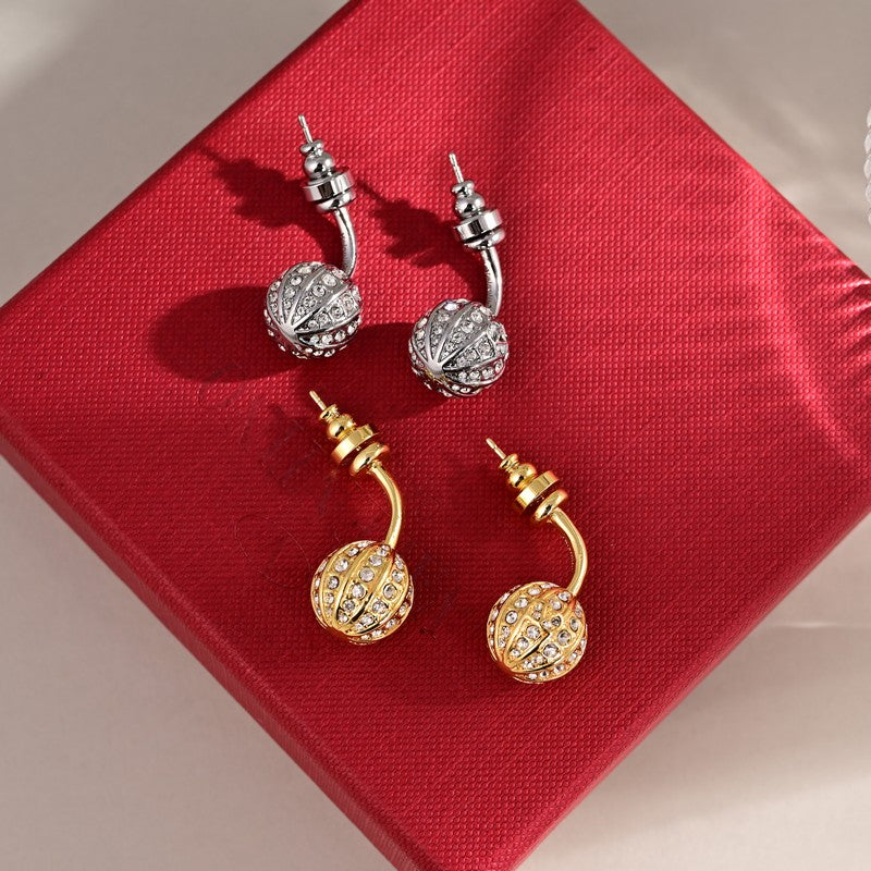 18K Vlogo Diamond Earrings