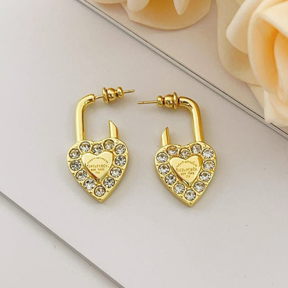18K T Diamond Heart Earrings