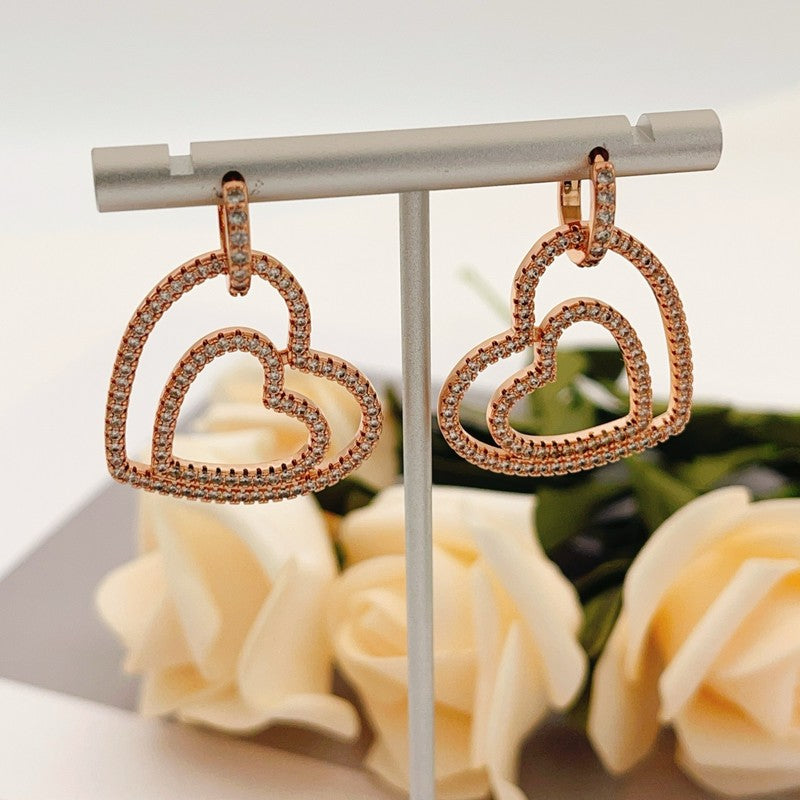 18K T Heart Diamond Earrings