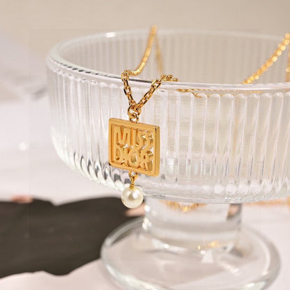 18K CD Square Necklace