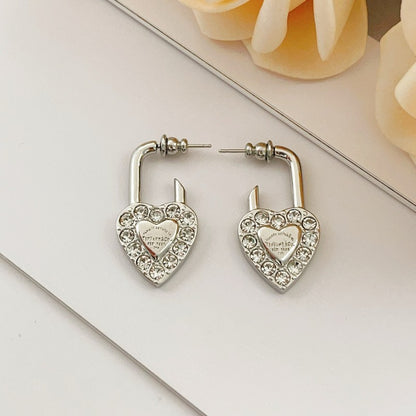 18K T Diamond Heart Earrings