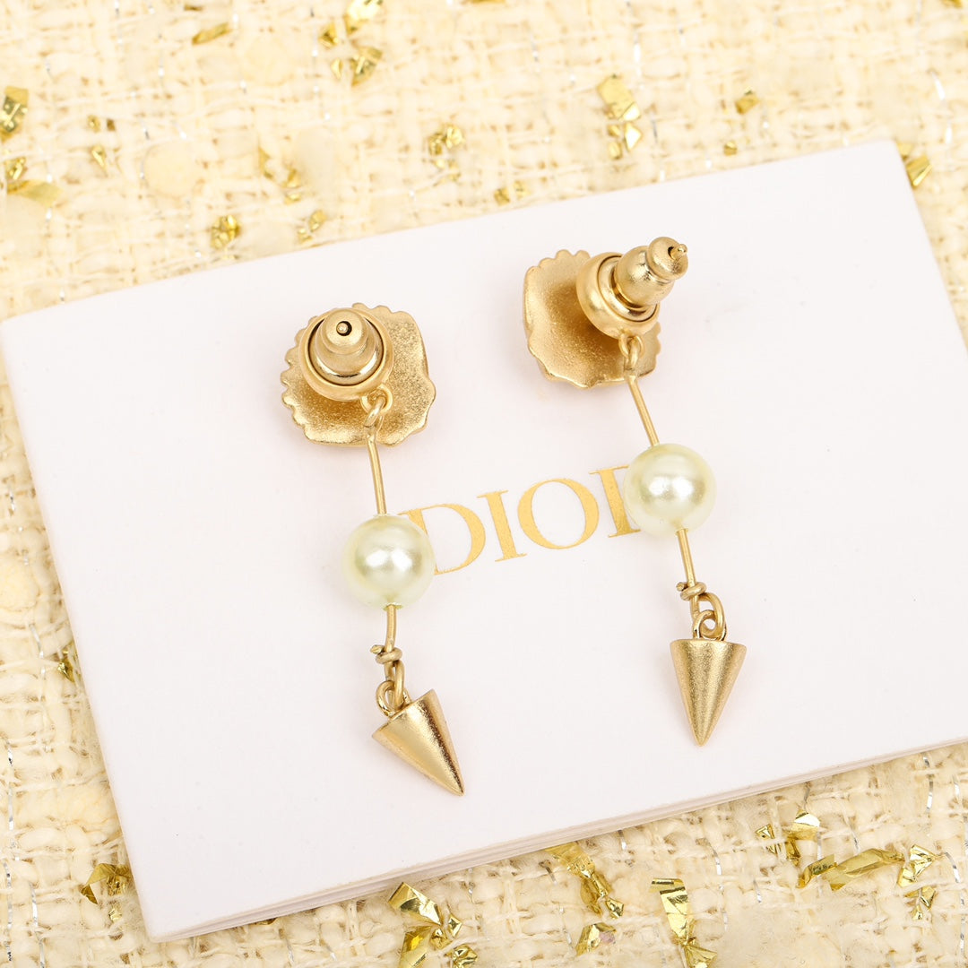 18K CD Pearl Pendant Earrings