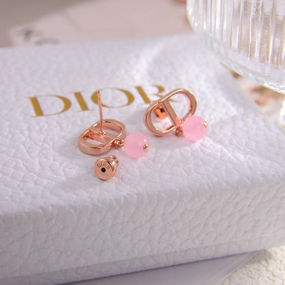 18K Petit CD Pink Earrings
