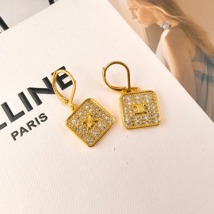 18K Triomphe Diamond Earrings