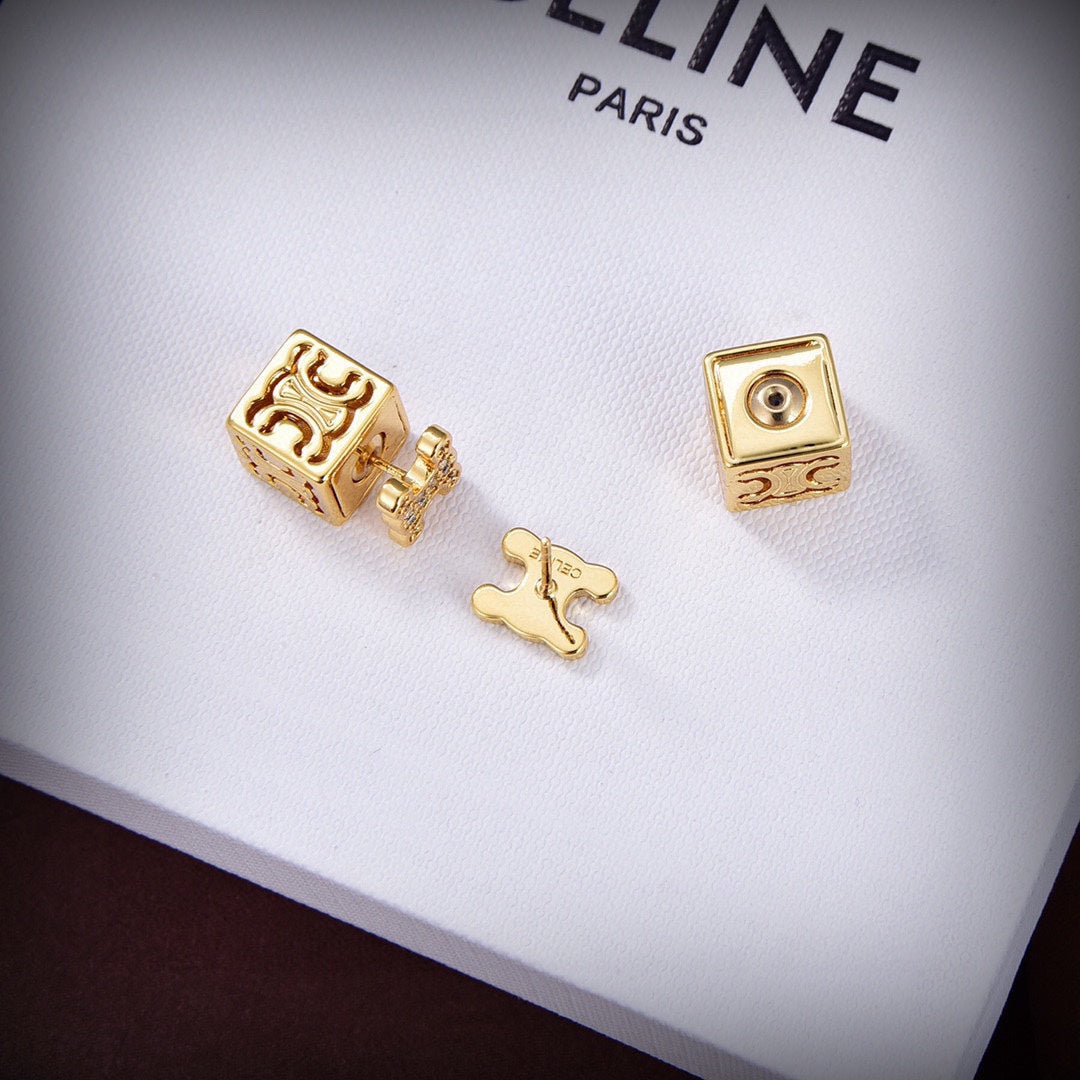 18K Triomphe Dice Pendant Earrings