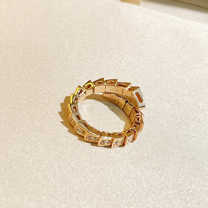 18K BV Serpenti Viper Pave Diamond Ring