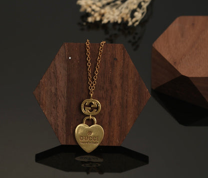 18K Double G Heart Pendant Necklace