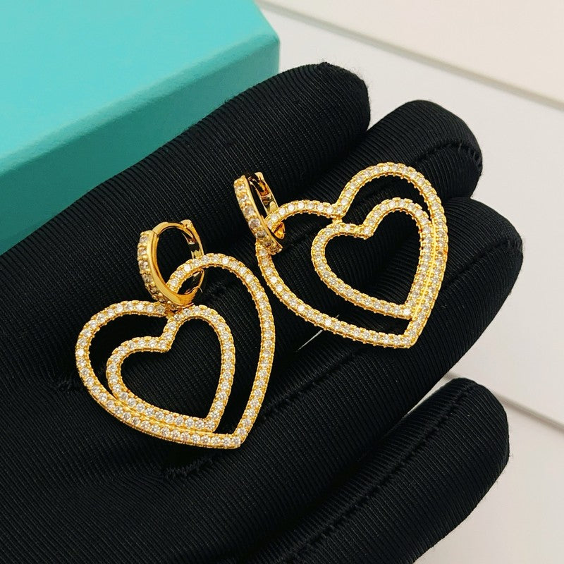 18K T Heart Diamond Earrings