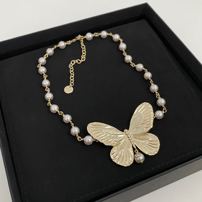 18K CD Butterfly Pearls Bracelet