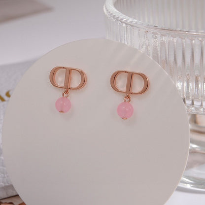 18K Petit CD Pink Earrings