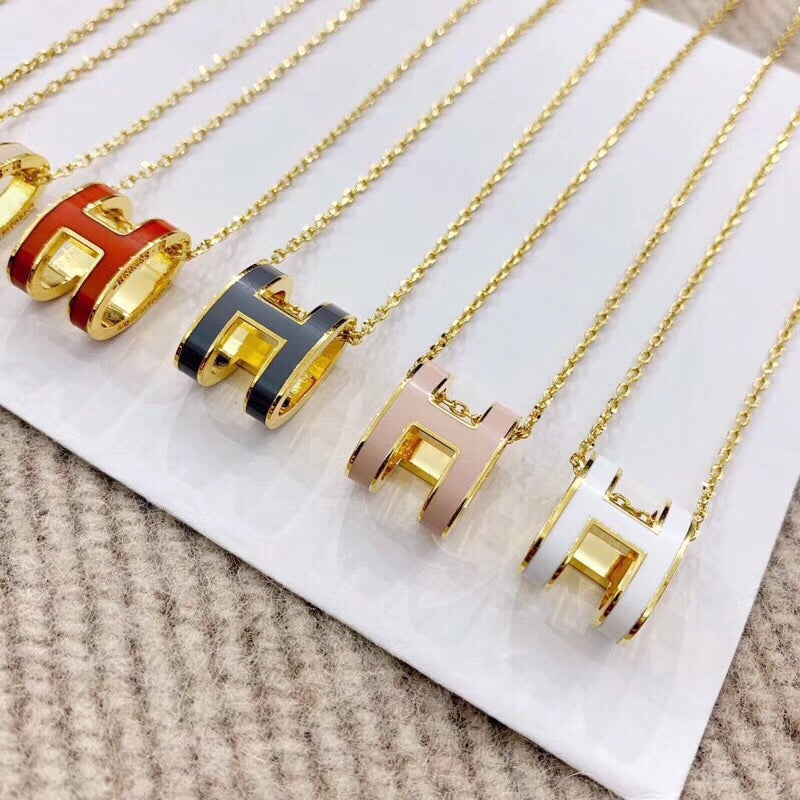 18K Mini Pop H Pink Necklace