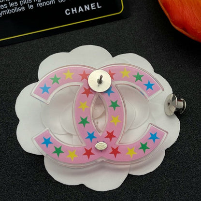 18K CC Pink & Black Star Brooch