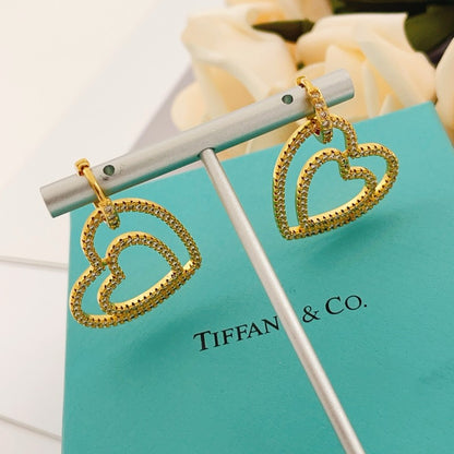 18K T Heart Diamond Earrings