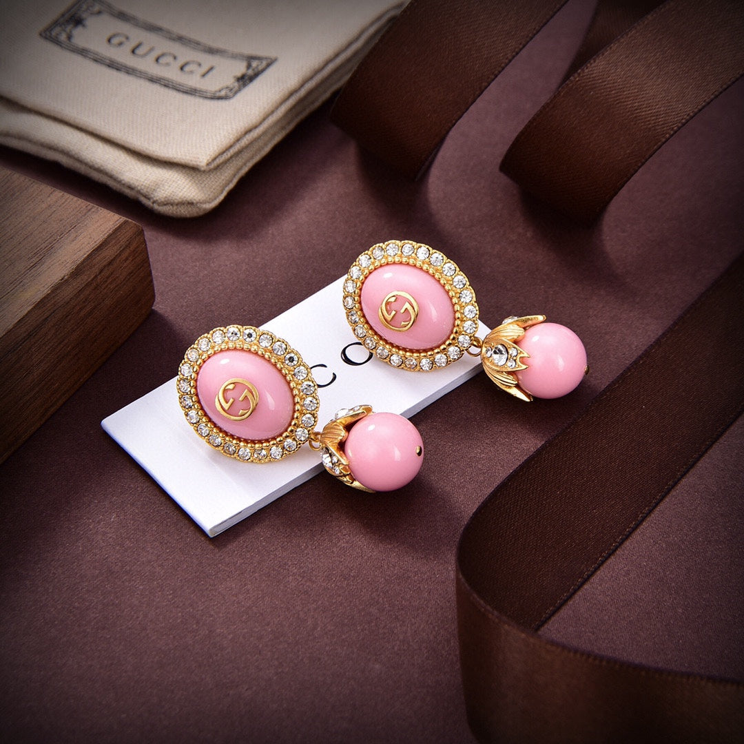 18K GG Pink Pearls Earrings