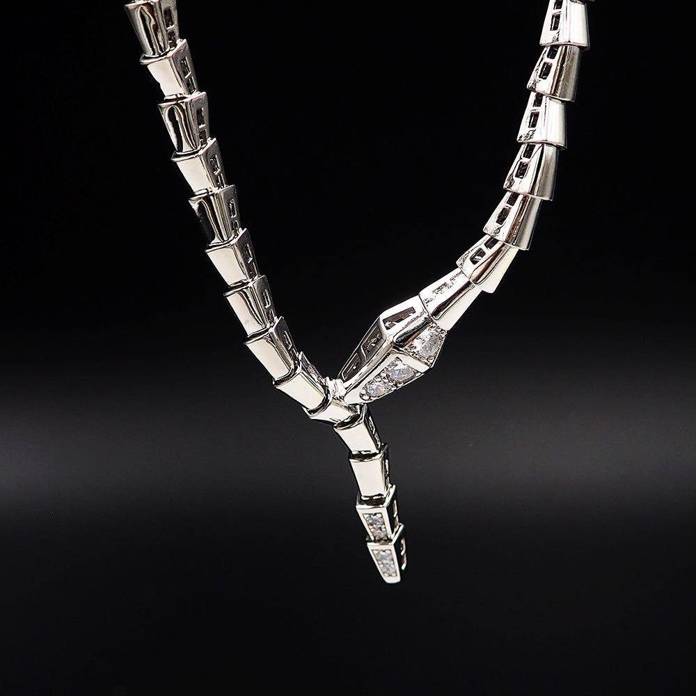 18K BV Serpenti Viper Demi-Pave Diamonds Necklace