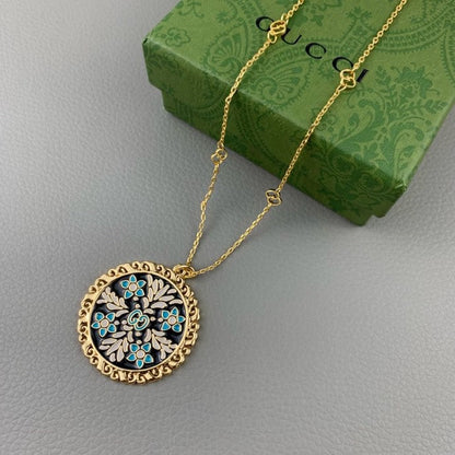18K Double G Iconic Floral Pendant Necklace