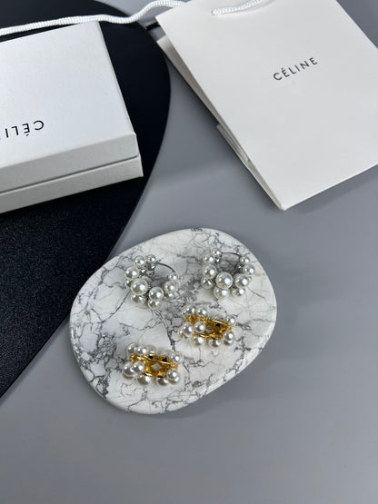 18K Triomphe Two-Rows Pearl Earrings