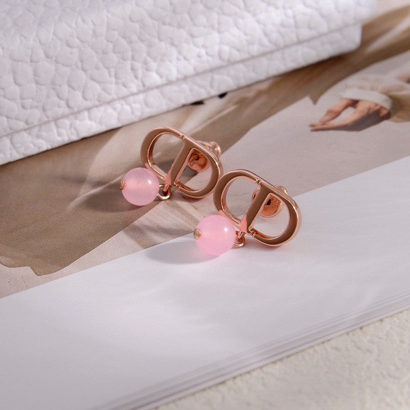 18K Petit CD Pink Earrings