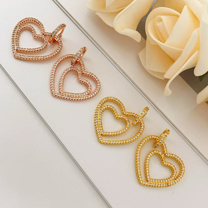 18K T Heart Diamond Earrings