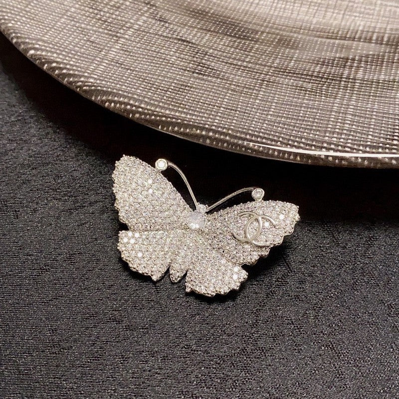 18K CC Full Diamond Butterfly Brooch