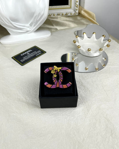 18K CC Pink Resin Brooch