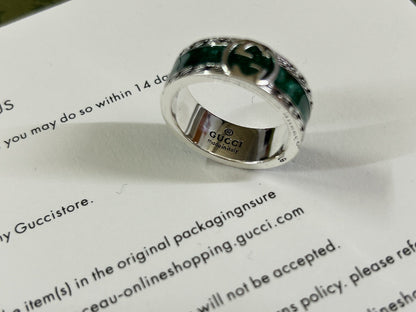 Double G Interlocking G Turquoise Enamel Ring