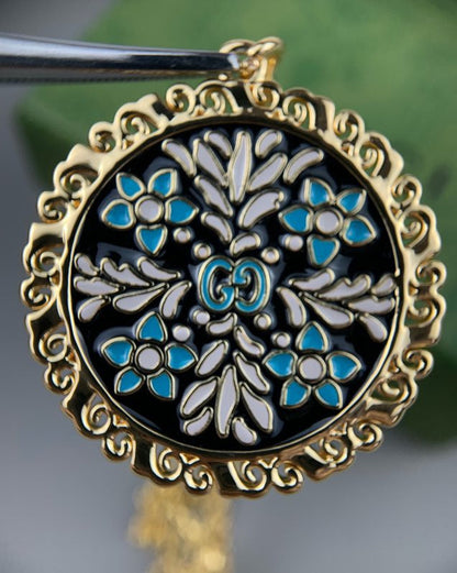 18K Double G Iconic Floral Pendant Necklace