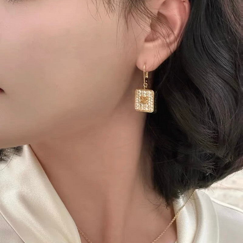 18K Triomphe Diamond Earrings