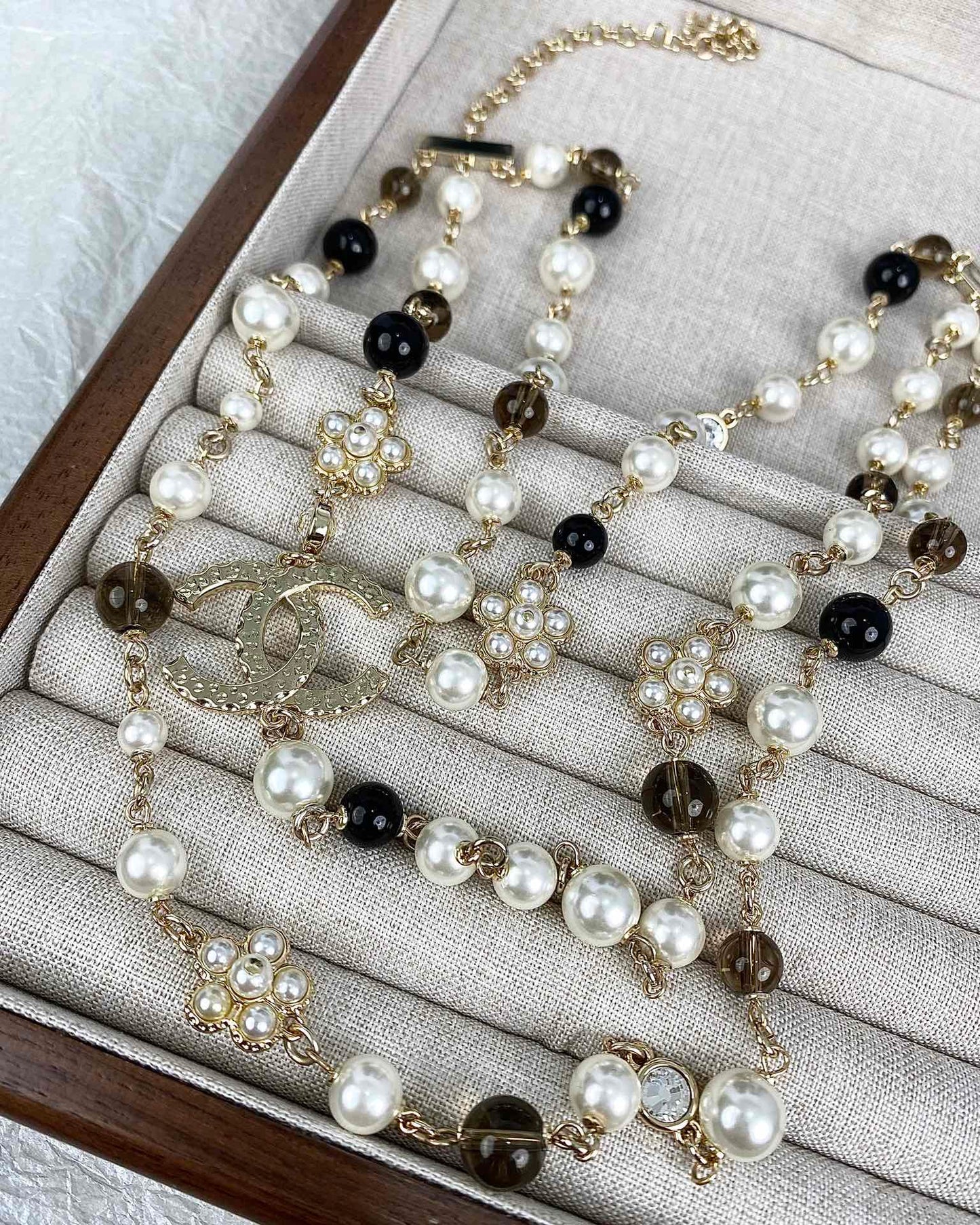 18K CC 24B Long Pearls Necklace