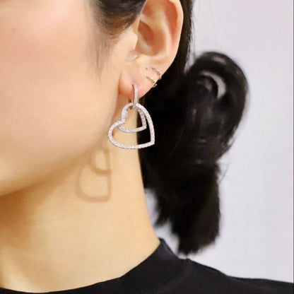 18K T Heart Diamond Earrings